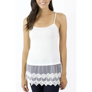 Grace & Lace Womens Small Cream  Camisole Lace Netting Base layer Adjustable Top